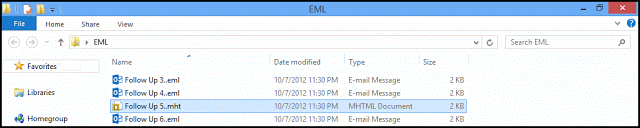 EML file is saved in MHT format
